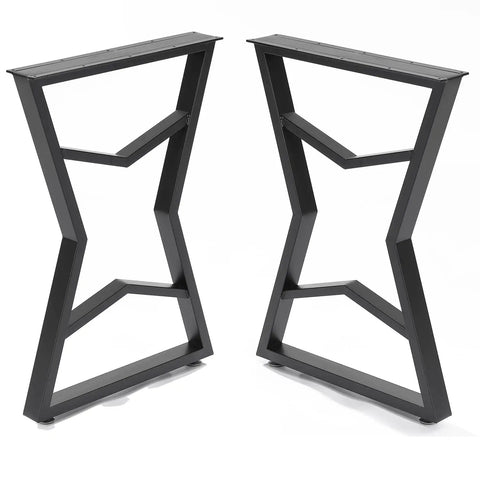 Black Metal Table Legs 28 Inch High By 20 Inch Wide Set Of 2 With Star Design Industrial Rustic Vibe DIY Friendly Pre Drilled Mounting Plate