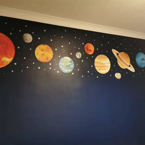 Solar System Wall Stickers For Kids Large Planet Wall Decal Space Room Decor For Bedroom Classroom Playroom Nursery Non Toxic