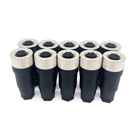 10 Pack M12 5 Pin Female A Code Straight Circular Sensor Aviation Connector Industrial Plug Waterproof IP67 4A 60V