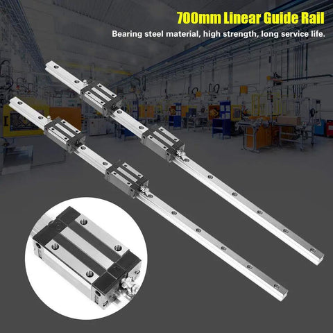 2 Pack HGR20 700mm Linear Guide Rails Kit With RM1605 700mm Ball Screw Nut in industrial setting.