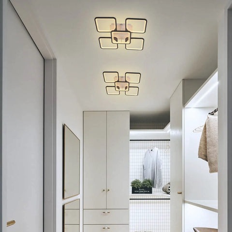 Five Heads Square LED Ceiling Light With Remote Dimmer And Memory Function in modern closet