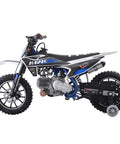 X-Pro Hawk 60cc Youth Dirt Bike In Pink featuring automatic CVT transmission and electric start with training wheels.