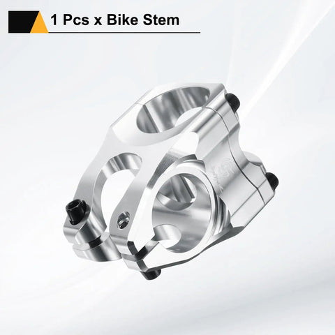 Beefy Aluminum 31.8mm Mountain Bike Stem With 35mm Length for Mountain Road and BMX Bikes, silver finish, lightweight design