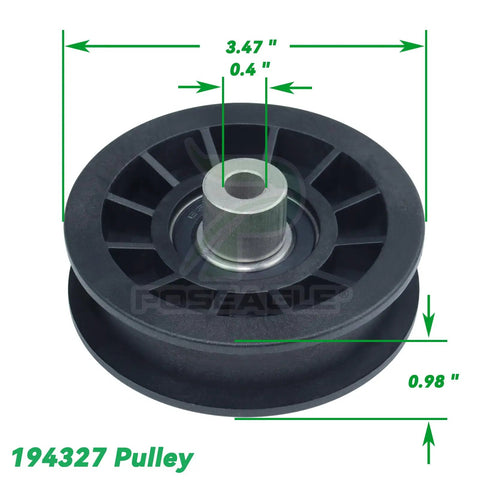2 Pack Heavy Duty Idler Pulleys And Belt Replacement Kit 532194326 532194327 532130969 close-up of 194327 pulley with dimensions.