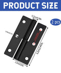 Product size display of No Sweat Quick Swap Heavy Duty Black Lift Off Hinges 2 Pack Rustproof Stainless Steel Detachable Split Hinges.