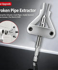 Professional Grade Heavy Duty Broken Pipe Extractor Tool Rips Out Stuck Rusted Threaded Fittings Quick No Sweat Saves Time On Faucet And Angle Valve Jobs Half To Full Inch Compatible close-up of extractor tool with hex shank.