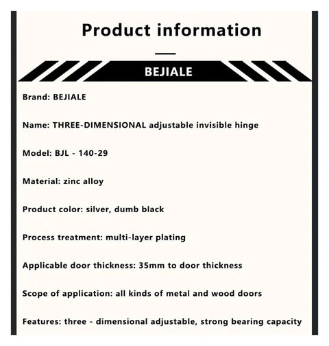 Invisible Door Hinge 180 Degree Hidden Folding Door Hardware With 3D Adjustable Cross Door Open Hinge product details