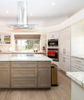 Modern kitchen with Antique Brass Stainless Steel Cabinet Handles And T Bar Knobs Modern Drawer Pulls For Kitchen And Bedroom, 320mm Length, Easy Install With Adjustable Screws, Zinc Alloy Hardware Built To Last And Resists Fading on island and cabinets.