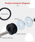 Front And Rear Bumper Quick Release Kit With Aluminum Fasteners And Fender Bracket parts, showing bolt, washer, nut, and rubber band.