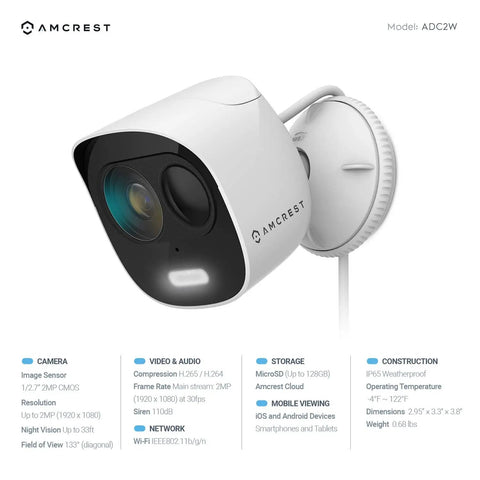 Dope 1080p Wifi Outdoor Security Camera With Spotlight And Built In Siren Strobe Two Way Audio Night Vision 133 Degree