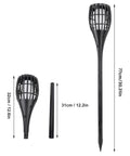 Solar Tiki Torch Lights For Outdoor Spaces With Realistic Flickering Flame Warm Yellow LED Waterproof with height dimensions