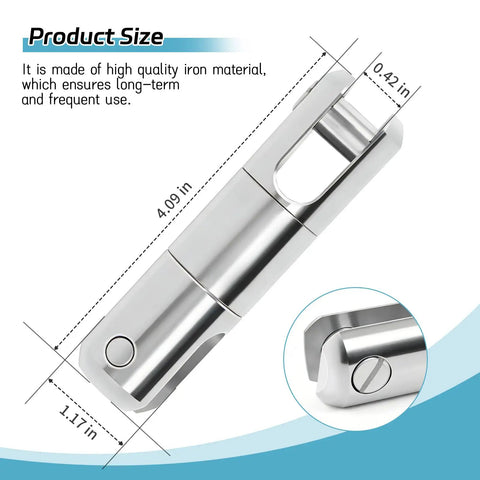 Heavy Duty Cable Pulling Swivel With Breakaway Safety Pin And Precision Ball Bearings For Smooth As Silk Three Sixty Degree Rotation Handles Hella Strong Three Ton Workload Ideal For Demanding Electrical Wire Pulling Tasks Comes As A Quality Two Pack, showing dimensions 4.09in length and 1.17in width.