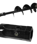Heavy Duty 12 X 52 Inch Spiral Excavator Auger With 2 Inch Hex Connection for post hole digging, close-up of hex connection detail