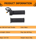 Full Twist Ebike Throttle Grip 3 Pin Waterproof Joint Right Hand 12V To 72V Compatible For Electric Bike Scooter