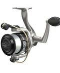 Spyn Spinning Fishing Reel Size 20 with aluminum spool, titanium nitride bail wire, silver and black finish, 5.3 to 1 gear ratio