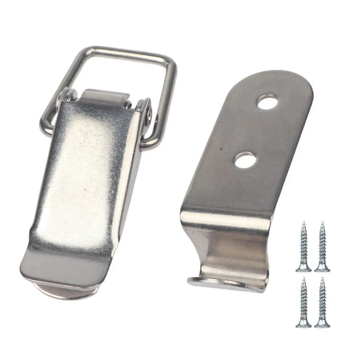 Heavy Duty 304 Stainless Steel 90 Degree Toggle Latch With Secure Duck Bill Buckle For Tool Boxes Car Hoods Cabinets And Trunks Built Like A Tank That Grabs Super Tight Pair Of Two with screws.