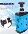 Manual Control Pressure Valve For Pneumatic Systems, 2 Position 3 Way Aluminum Body With PVC Seals, Aluminium Alloy Construction