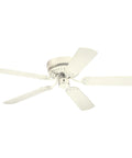 52 Inch Casanova White Flush Mount Ceiling Fan with Five Reversible White and White Washed Pine Blades, Three Speed Pull Chain