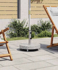 Beefy Round Umbrella Base With Wheels for 1.5 to 1.9 Inch Poles, Granite Plate and Stainless Steel Tube, 66.1 Pound Weight in patio scene