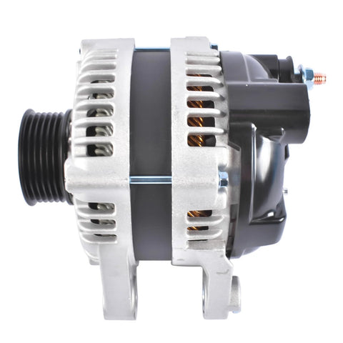 Side view of Alternator Replacement Compatible With Hyundai Santa Fe Genesis Kia Sedona Sorento 150A 12V CW 6 Groove Pulley