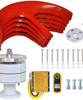 Portable 200W Wind Turbine Kit With 5 Blade Vertical Axis 12V Output 3 Phase Permanent Magnet Generator shown with components