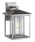 Hunnington Outdoor Wall Lantern in Weathered Pewter, One Light Exterior Fixture for Porch, Patio, or Entryway