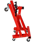Side view of Beefy Heavy Duty Engine Stand 2000 Lb Capacity With 360 Degree Rotating Head Folding Cast Iron Motor Hoist Trolley