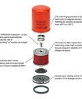 Exploded view of an oil filter from All-In-One Maintenance Kit For Generac 16KW-26KW Air Cooled Home Standby Generators 999cc Engine.