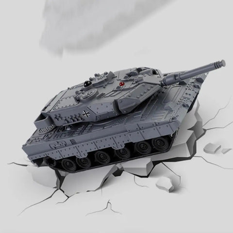 Two Point Four Gigahertz Mini RC Tank Toy With LED Lights Rotating Turret One To Sixty Four Scale Off Road Grippy Tracks