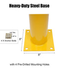Beefy Yellow Bolt Down Safety Bollard Post 36 Inch Steel Barrier Pillar With 4 Free Anchor Bolts heavy-duty steel base