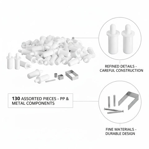 Spring Latch Repair Kit With Pins And Staples For Curtains Blinds And Cabinet Doors 130 Piece Set shown with PP and metal parts