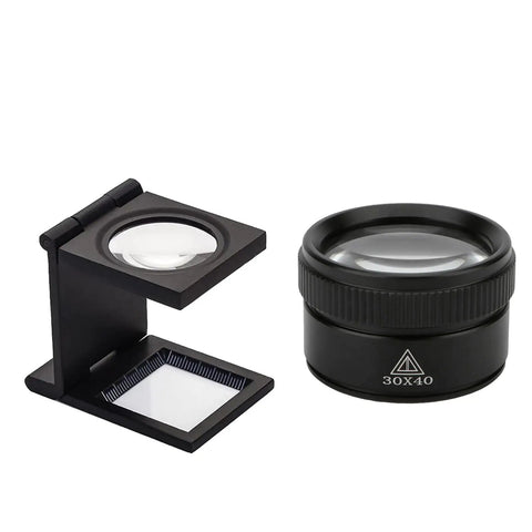 Two Pack Jewelers Loupe Pocket Magnifier Folding Magnifier Small Loupe Mini Magnifier For Jeweler Stamps Maps Antiques Magazines 30X And 10X Optical Glass Lenses