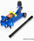 Beefed Up 2 Ton Jack Handle Replacement For Horizontal Hydraulic Pole Jack Stands beside blue jack, black finish