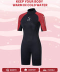 3mm Shorty Wetsuit Back Zip Full Body Dive Skin For Diving Surfing Snorkeling Spearfishing Canoeing And Water Sports Men Women Red XL