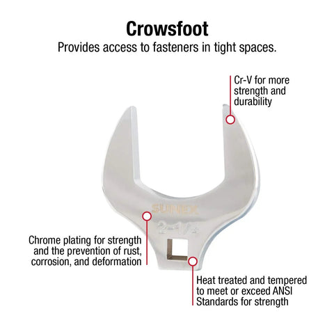 Jumbo Crowfoot Wrench Set For Half Inch Drive, Six-Piece Built To Last CR-V Alloy Steel Crowfoot Set, SAE Sizes 1-5/8 To 2-1/4, Durable Heavy Duty Construction With Blow Mold Tray, Ideal For Automotive Repairs