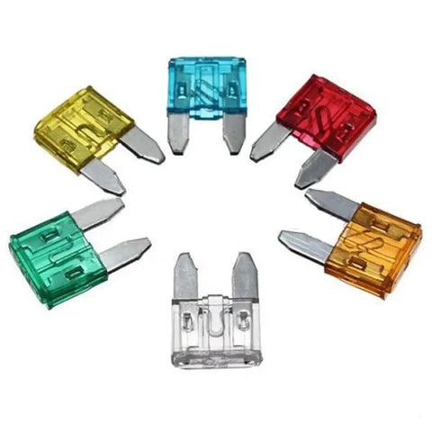 120 Piece Blade Type Car And Motorcycle Fuse Kit With Assortment Of Mini Size Fuses in various colors for quick replacement