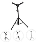 Solid Height Adjustable Snare Drum Stand Portable Alloy Tripod Practice Rack with smooth glide height adjustment.