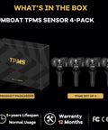 Four Pack 433MHz Tire Pressure Sensor Kit For GM Rigs, Trucks And SUVs Silverado Traverse Malibu Camaro Suburban Tahoe Blazer Cruze, Easy Install, Accurate TPMS Monitoring, No Tool Needed, four TPMS sensors and box