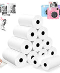 12 Rolls Mini Thermal Sticker Paper For Kids Instant Cameras, HD 2.2 Inch Thermal Paper Refills, White Sticker Paper Pack, No Hassle Easy Peel Adhesive, Compatible With Most Mini Thermal Printers, Perfect For Fun Photo Prints, stacked rolls