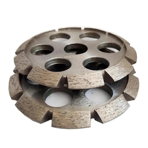 V Shaped Diamond Grooving Wheel For Concrete And Stone Saw Blade, close-up view showing grooving teeth and 125X10X22.23MM dimensions