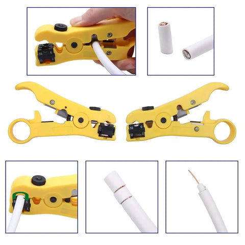 Coaxial Cable Crimper Kit With 20 F Compression Connectors For RG6 RG59 RG11 And More All In One Crimping Tool Set