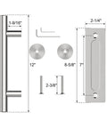 Diagram showing dimensions of 12 Pack Sliding Barn Door Handles Hardware Set With Flush Double Sided Finger Pull For Gates Garages And Cabinets Solid Steel Construction Powder Coated Finish Rust And Corrosion Resistant Smooth Touch No Sharp Edges Stainless Look