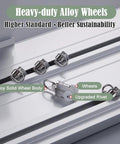 Four In One Curtain Pelmet With Double Rails And Decorative Panel Custom Length Ceiling Mount Optional Smart Light Belts close-up of heavy-duty alloy wheels and rails