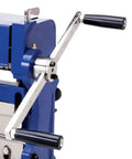 Close-up of handle on 12 Inch 3 In 1 Sheet Metal Brake Shear And Slip Roll Machine For DIYers And Pros, Compact Space Saving Design