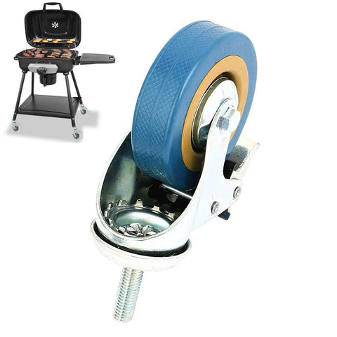 3 Inch Swivel Caster Wheels Pack Of 4 Lockable Threaded Stem M10 Non Marking Polyurethane heavy-duty wheel with steel core for tool carts.
