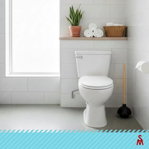 Heavy Duty Toilet Plunger Set 3 Pack With 18 Inch Wood Handle, Double Thrust Rubber Cup, Commercial Grade Bathroom Plunger For Home Or Office Built Tough For Busy Homes And Commercial Setups, Rugged Grip, Leak Proof, Durable Construction next to toilet in bathroom