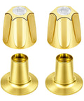 Polished Gold Shower Knob Set Two Piece Replacement For Verve Faucet Handles With 12 Tooth Valve Stem