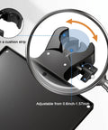 Close-up of clamp mechanism for Crab Clamp Microphone Stand Tray For Home Studio Gear Storage On Floor Stands Large 10.6 By 7.8 Inch Shelf Attaches To Most Mic Stands With 0.78 To 1.2 Inch Poles Sturdy Build Supports Up To 5.5 Lbs.