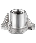 Four-jaw T-nut with 1/4-20 thread, stainless steel 304, front view for mounting hardware