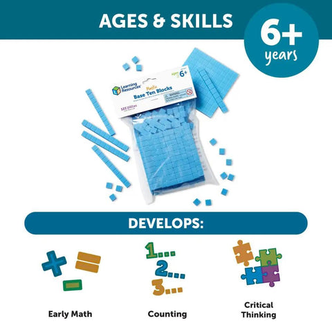 Image of Base Ten Blocks Smart Pack 121 Pieces For Hands On First Grade Math Practice Ages 6 Plus Educational Toys.